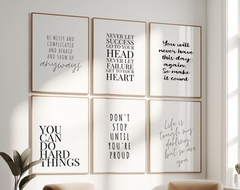 Inspirierende Kunst für Frauen Zitate über das Leben Galeriewand 6er-Set Motivierende Büro-Wand-Dekor Frauen Büro-Wand-Kunst-Drucke