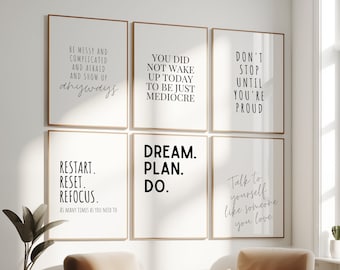 Office Decor for Women Quotes About Life Inspirational Wall Art Gallery Wall Set of Prints Work From Home Motivational Office Wall Art Print