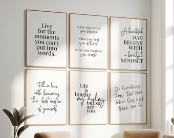 Inspirational Wall Art for Women Quotes About Life Gallery Wall Set of 6 Prints Motivational Office Wall Decor Women Office Wall Art Prints