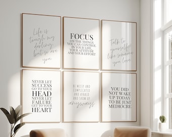 Office Decor Women Office Wall Art Quotes About Life Inspirational Wall Art Minimalist Set of 6 Prints Work From Home Motivational Quotes