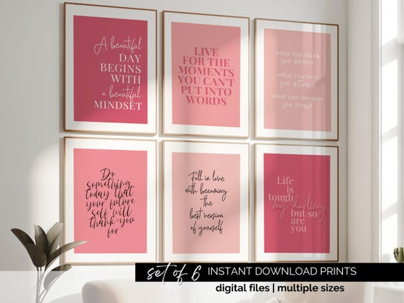 Inspirational Wall Art Women Pink Office Desk Decor Quotes About Life Gallery Wall Set Blush Pink Wall Art Pink Home Office Decor Feminine