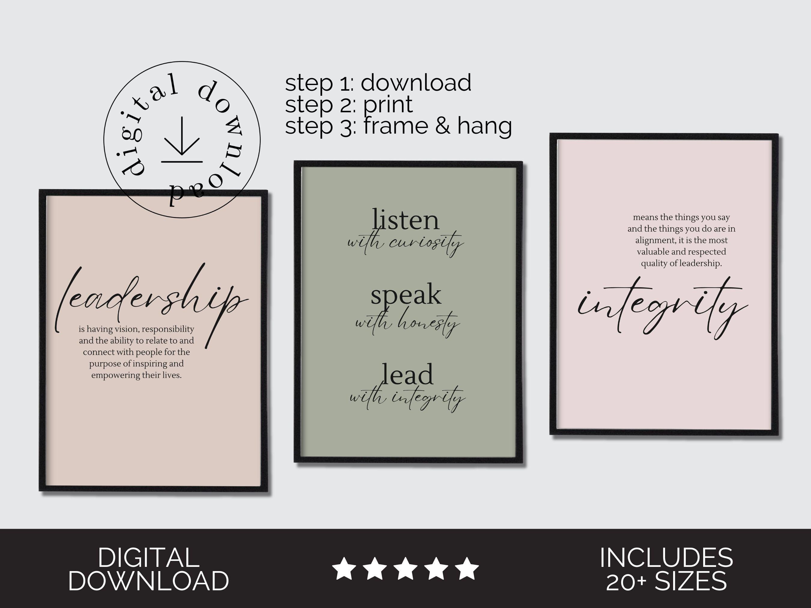 Female Office Wall Art Set Pink and Green Office Decor Team Leadership ...