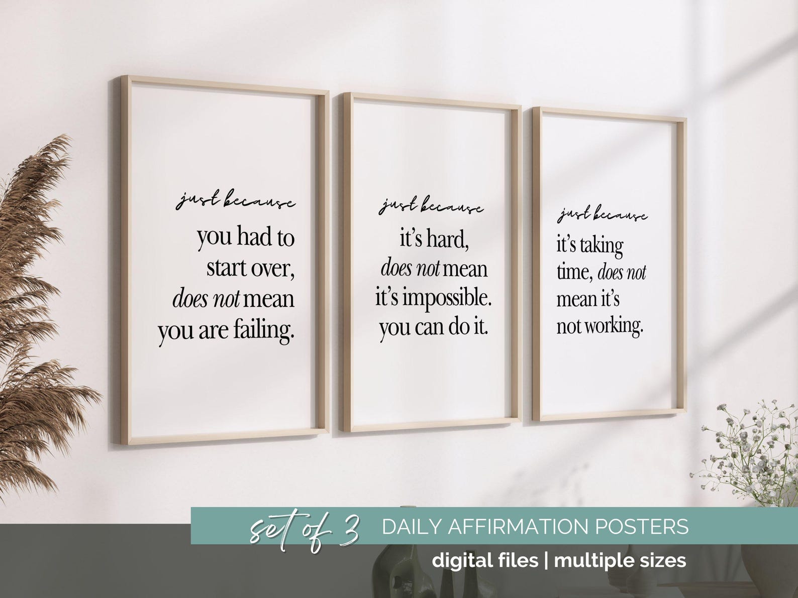 Daily Affirmation Wall Art Set of 3 Therapy Office Decor Mental Health ...