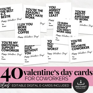 Cartes de Saint-Valentin pour collègues de travail Cartes de Saint-Valentin à imprimer pour collègues Saint-Valentin de bureau sarcastique Personnel Fête Travail Saint-Valentin