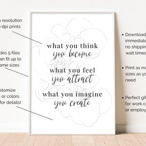 Inspirational Wall Art for Women Quotes About Life Gallery Wall Set of 6 Prints Inspiring Office Wall Decor Pressed Flower Art Print Posters image 3