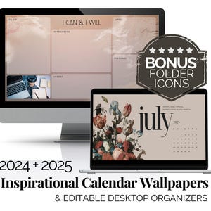 Desktop Organizer Wallpaper 2025 Calendario Wallpaper Bundle Sfondi Desktop Digitali Calendario Desktop Mensile 2024 per Windows Macbook
