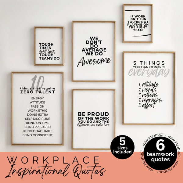 Motivational Posters for Office Wall Art, Teamwork Wall Decor Bundle, Inspirational Quotes for Workplace, In This Office Printable Sign