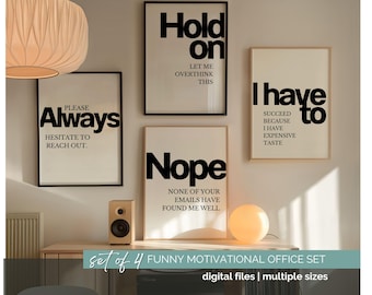 Sarcastic Office Wall Art Funny Office Humor Quote Set Funny Workplace Posters Motivational Office Decor Sarcasm Quotes for Work Cubicle