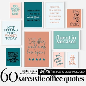 Funny Wall Art for Office Decor Colorful Office Gallery Wall Bundle Sarcastic Workplace Posters Fun Motivational Work Quotes Inspirational