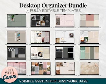 Custom Desktop Organizers, Editable Desktop Wallpaper Template Bundle, Digital Calendars 2026, Aesthetic Laptop Backgrounds for Windows Mac