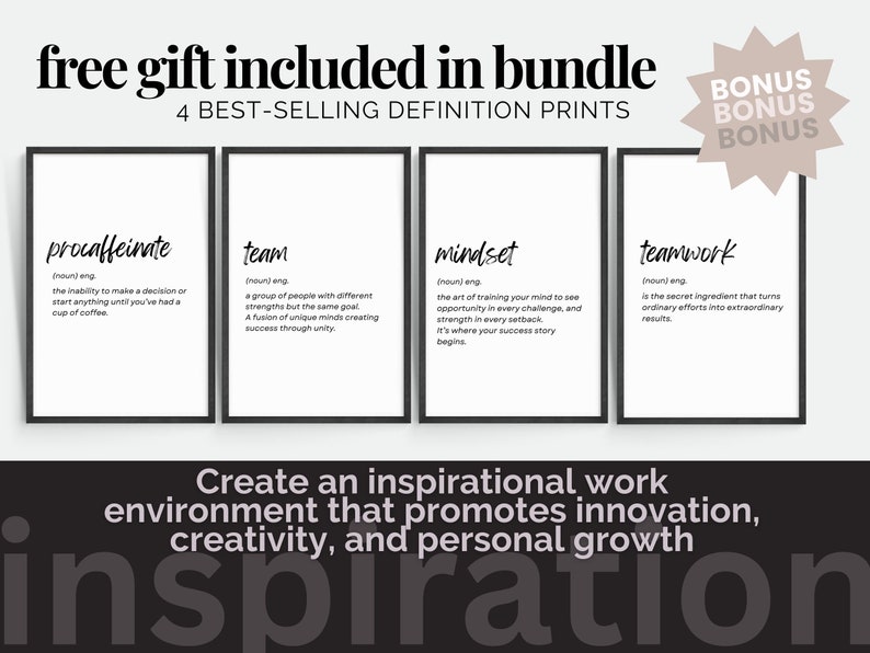 Modern Teamwork Prints Set of 6, Inspirational Staff Posters for Breakroom, Corporate Workspace Wall Decor, Meeting Room Quote Bundle image 7