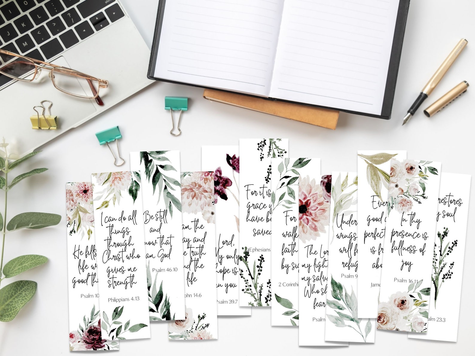 Printable Christian Bookmark Set of Bible Verse Bookmarks Digital ...