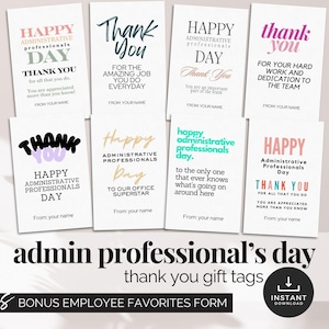 Etiquetas de presente para o dia do assistente administrativo, cartões de agradecimento para funcionários do escritório, etiquetas de agradecimento para assistente pessoal, cartões de agradecimento para funcionários e equipe