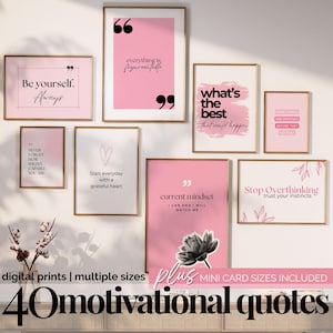 Pink Gallery Wall Prints Motivational Quotes For Entrepreneurs Aesthetic Posters Inspirational Quotes Pink and Black Office Decor for Women