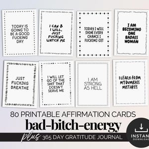 Affirmation sarcastique cartes Affirmation quotidienne badass Imprimable jurer auto affirmation Cartes numériques Citation inspirante Cartes Cadeau drôle