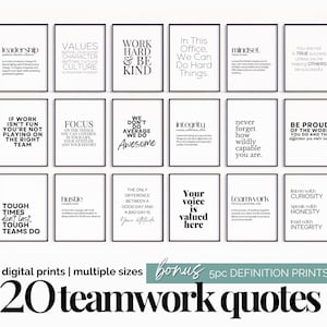 Motivational Teamwork Posters Professional Office Wall Decor Inspirational Team Building Quotes Modern Office Wall Art Bundle for Workplace