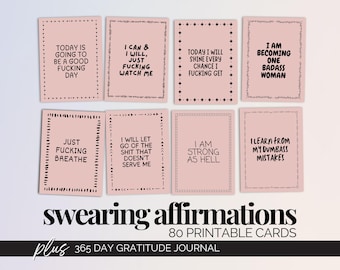 Badass Affirmation Printable Cards for Women Daily Affirmations Swearing Journal Affirmation Cards Inspirational Quote Vision Board Cards