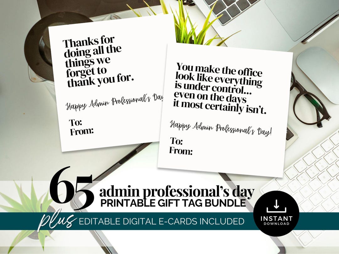 Funny Admin Appreciation Day Gift Tags, Printable Employee Mini Thank ...