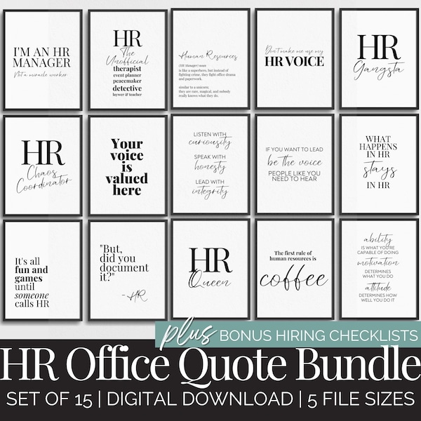 Human Resources Office Decor Bundle HR Office Wall Art for Women Funny Hr Quote Prints for Walls Hr Manager Poster Bundle HR Cubicle Decor