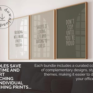 Calming Office Decor Bundle Green Prints for Office Wall Art Neutral ...