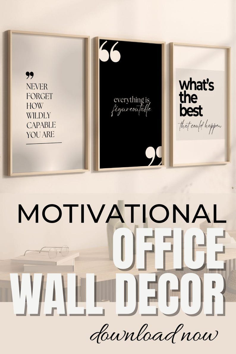 Motivational Mindset Wall Art Set of 3 Inspiring Quote Printable Office ...