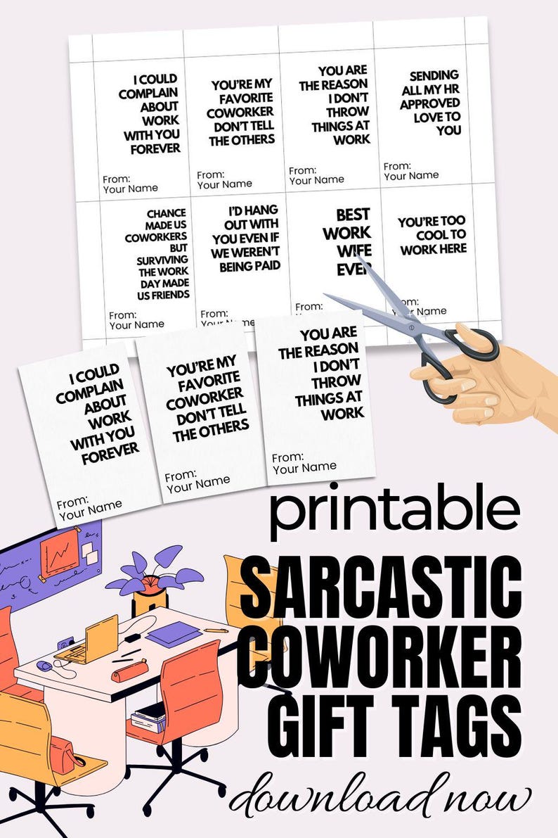Printable Sarcastic Coworker Gift Tags