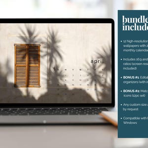 Sfondo desktop con estetica neutra, calendario mensile 2026, sfondo per laptop, organizzatore dello schermo minimalista, sfondi per MacBook o Windows immagine 2