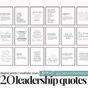 Leadership Office Decor Professional Quotes Team Office Wall Art Teamwork Quote Motivational Poster Bundle Workplace Gallery Wall Quote Set