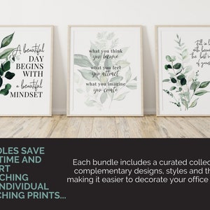 Inspirational Wall Art Office Decor Women Quotes About Life Gallery Wall Set of 6 Prints Botanical Art Print Inspirational Printable Quotes image 6
