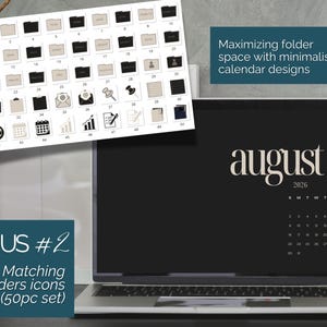Desktop Wallpaper And Icon Pack 2026 Monthly Calendar Digital Desktop Wallpaper Editable Desktop Organizers Laptop Wallpaper for Mac Windows image 6