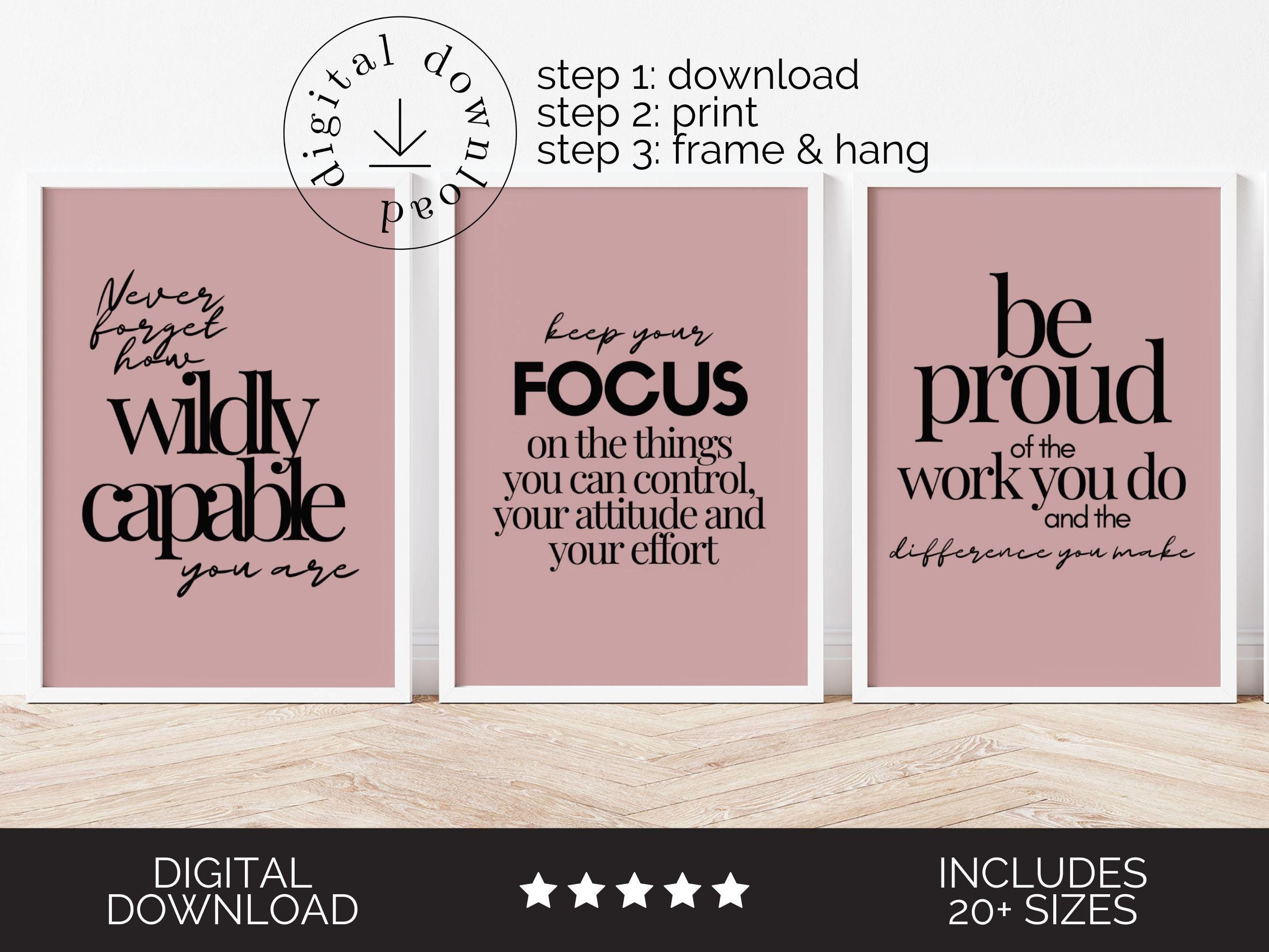 Motivational Wall Art Set of 3, Inspirational Quote Posters, Women ...