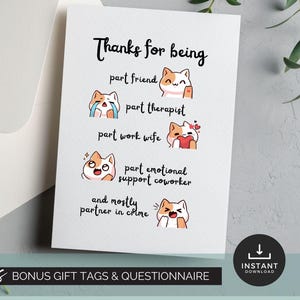 Arbeitsfreund Dankeskarte für emotionale Unterstützung Coworker Wertschätzung Karte Arbeit Frau Geschenk Karte Mitarbeiter verlassen Karte Partner in Crime Karte