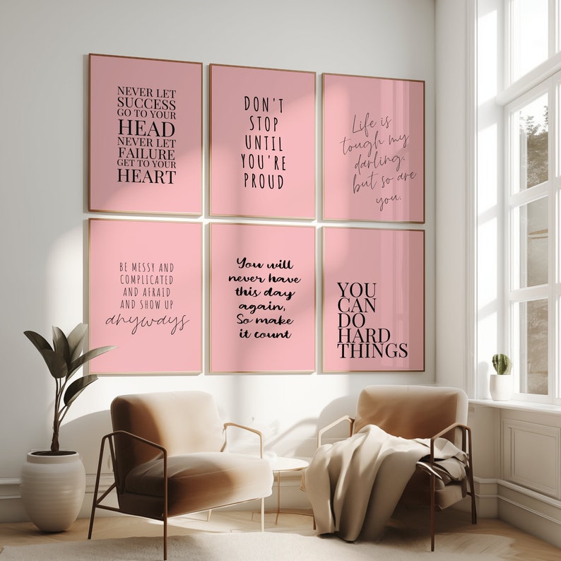 Pink Wall Art for Women Desk Decor Pink Empowering Office Wall Decor ...