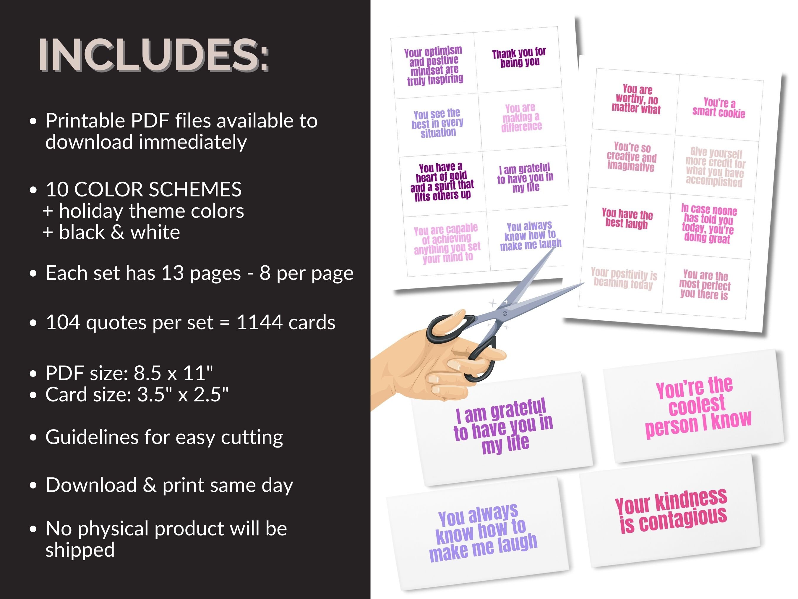 Printable Mini Compliment Cards Uplifting Quote Cards Digital ...