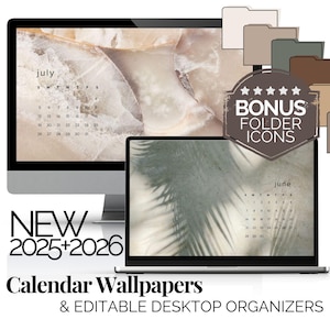 Desktop Wallpaper Neutral Aesthetic 2026 Monthly Calendar Wallpaper for Laptop Minimalist Screen Organizer Macbook or Windows Backgrounds