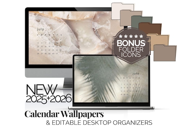 Desktop Wallpaper Neutral Aesthetic 2026 Monthly Calendar Wallpaper for Laptop Minimalist Screen Organizer Macbook or Windows Backgrounds