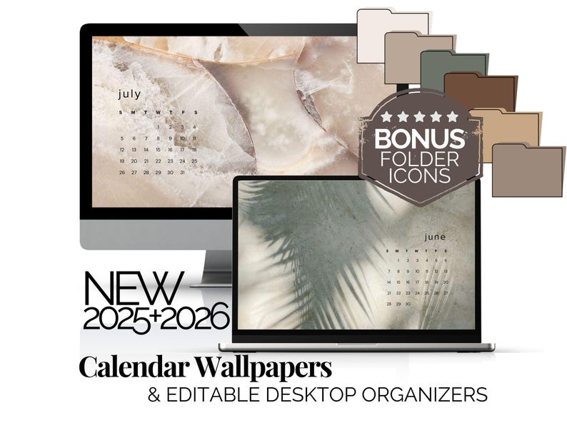 Sfondo desktop con estetica neutra, calendario mensile 2026, sfondo per laptop, organizzatore dello schermo minimalista, sfondi per MacBook o Windows immagine 1