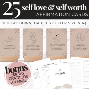 Self Love Affirmation Cards, Self Worth Affirmation Deck, Printable Inspirational Cards, Positive Affirmations for Women, Empowerment Cards