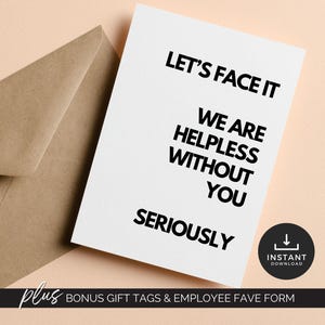 Carte de responsable de bureau Carte de remerciement du personnel Carte de remerciement administrative de bureau pour les employés Carte d'encouragement cadeau humour sarcastique au travail