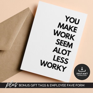 Lustige Arbeit Bestie Karte Lieblingskollege Geschenk Büro Freund Danke Karte Druckbare Sentimental Karte für Kollegen oder Geburtstag