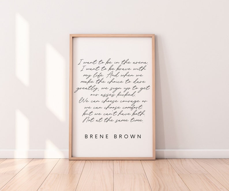 Brene Brown Quote Man in the Arena Inspiring Quote Print Etsy