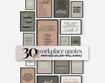 Ensemble d'oeuvres d'art murales neutres pour bureau, lot de citations pour une galerie sur le travail d'équipe, affiches motivantes, citations inspirantes pour les chambres du personnel, téléchargements d'affiches sur le lieu de travail