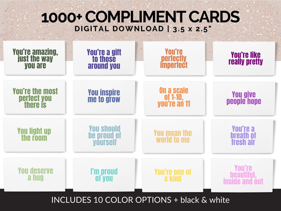 Printable Compliment Cards, Notes of Encouragement for Adults, Mini ...
