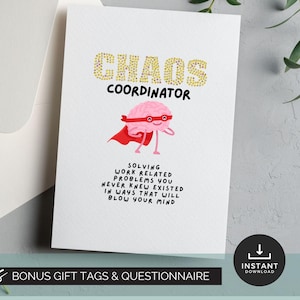 Cadeau pour coordinateur Carte d'assistante administrative amusante Cadeau pour le jour de l'administrateur Carte imprimable d'appréciation de responsable de bureau pour assistant de bureau ou RH