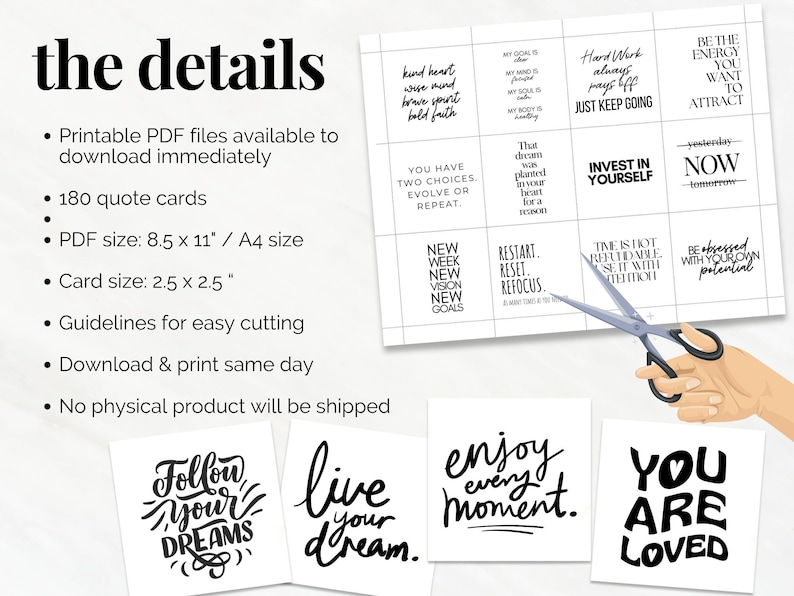 Motivational Quote Planner Cards Daily Affirmations Downloadable Inspirational Quotes Office Desk Decor Inspiring Vision Board Printables image 2