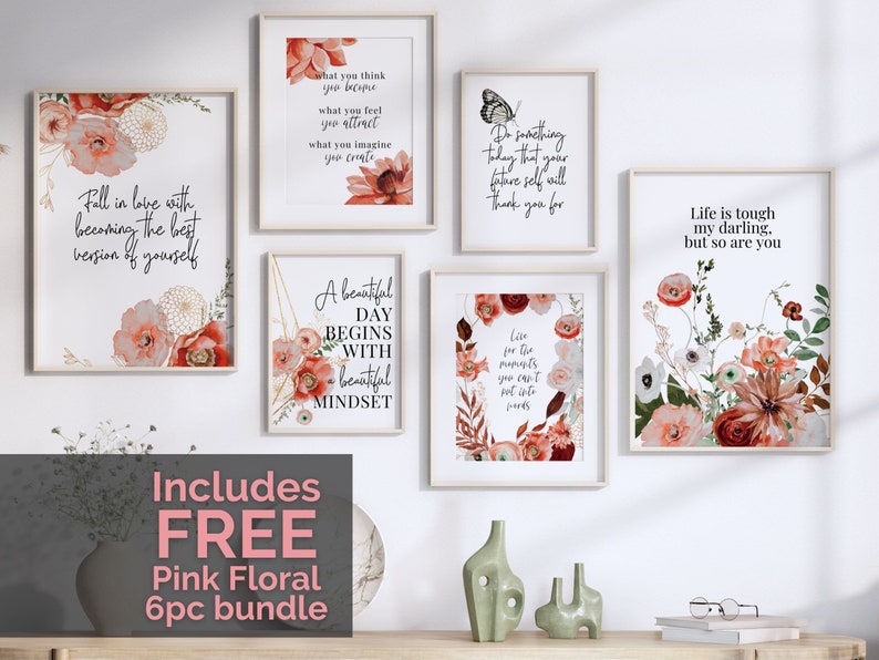 Free Pink Floral Office Decor Bundle