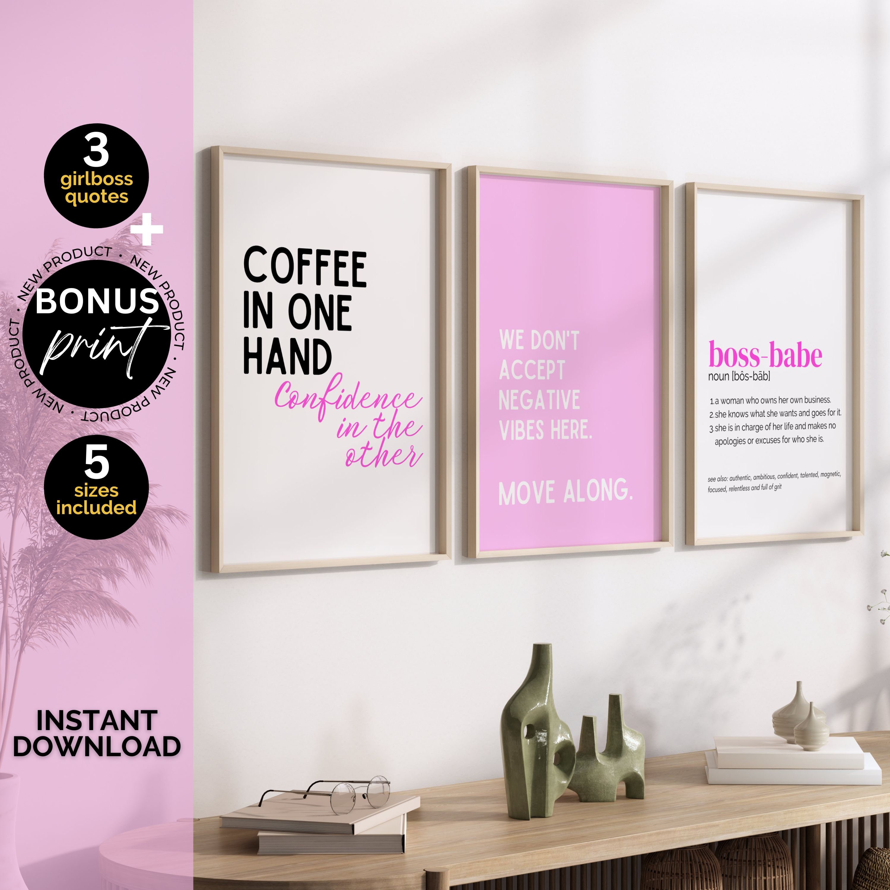 Pink Office Wall Art Office Decor for Women Inspirational Home Office ...