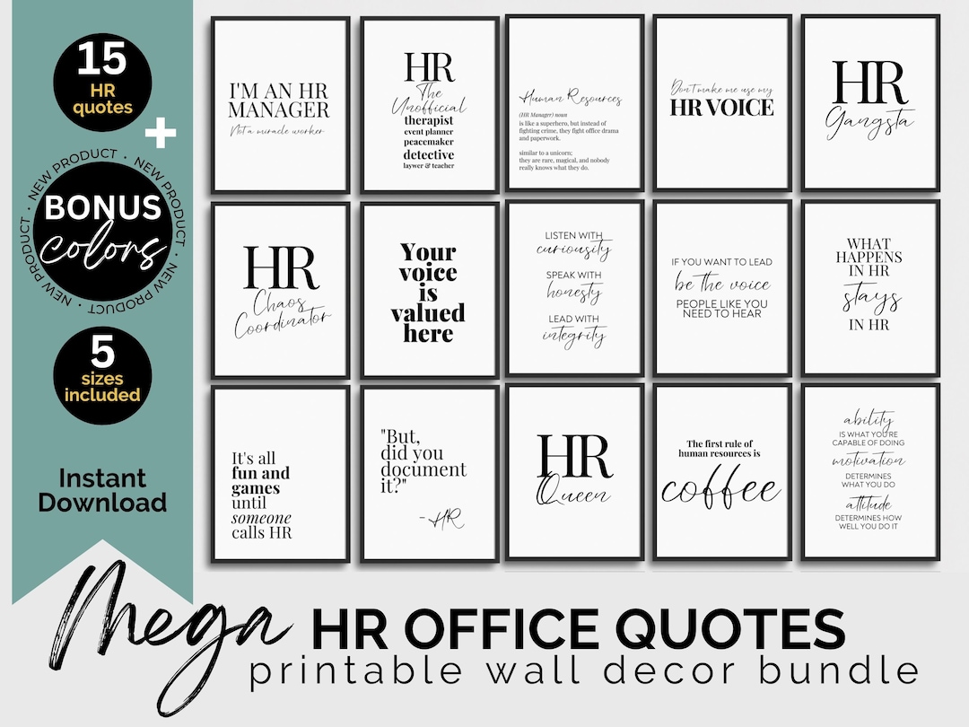 Human Resources Office Decor Bundle HR Office Wall Art for Women Funny ...