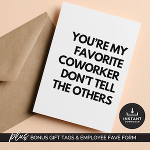 Lieblings Coworker Karte Arbeit Bestie Geschenk Lustig Büro Humor Geschenk Büro Freund Sentimentale Karte Lustige Mitarbeiter Wertschätzung Karte sarkastisch