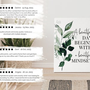 Inspirational Wall Art Office Decor Women Quotes About Life Gallery Wall Set of 6 Prints Botanical Art Print Inspirational Printable Quotes image 4